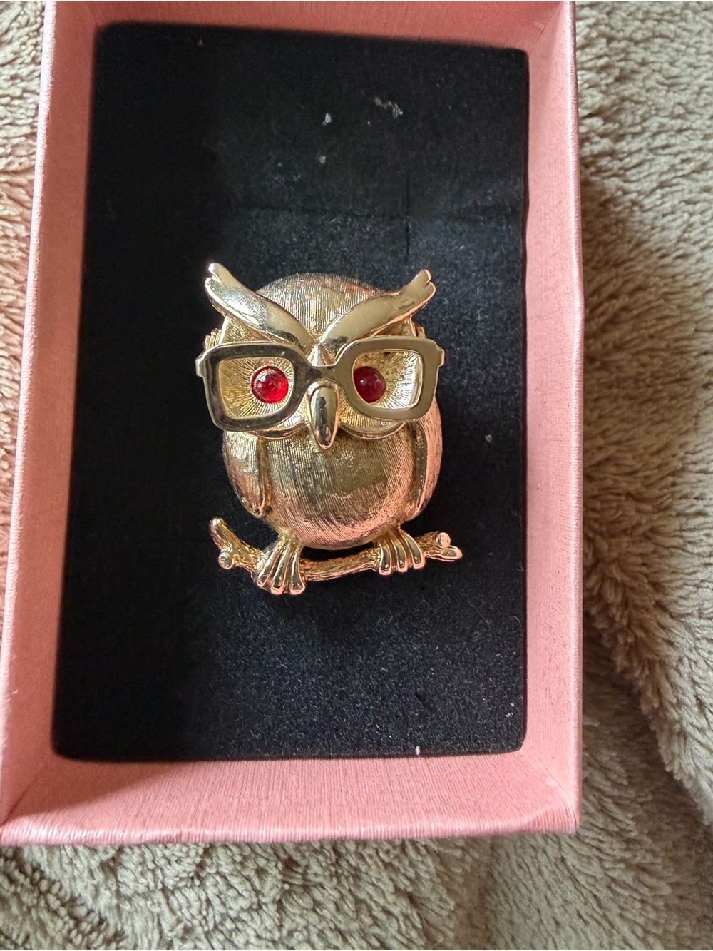 Sarah Coventry Vintage 70’s Owl Brooch Pin Goldtone